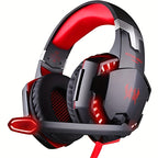 G2000 Red Stereo Gaming Headset 3.5mm Wired Deep Bass Computer Game Headphones Earphone with LED Light For PC Laptop PS4