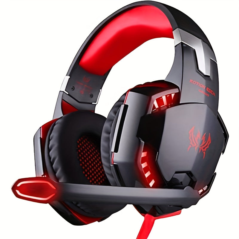 G2000 Red Stereo Gaming Headset 3.5mm Wired Deep Bass Computer Game Headphones Earphone with LED Light For PC Laptop PS4