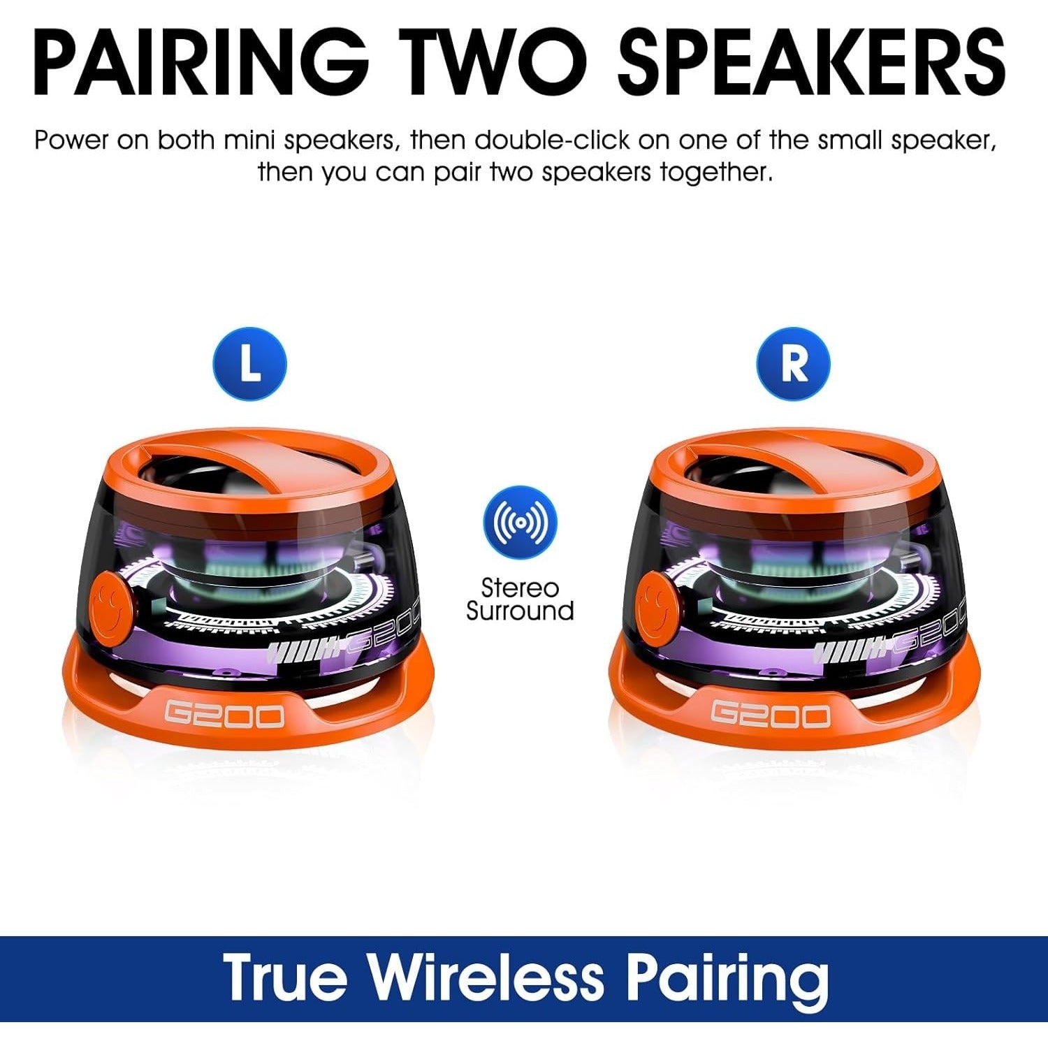 Mini Speaker With RGB Lighting, Can Be Used As A Phone Stand, Magnetic Wireless Speaker, 5.1 Surround Sound, High Definition Audio, Dual Stereo Bass, Long-Lasting Rechargeable Polymer Battery, USB Type-C Charging, Portable for Travel & Outdoor Use