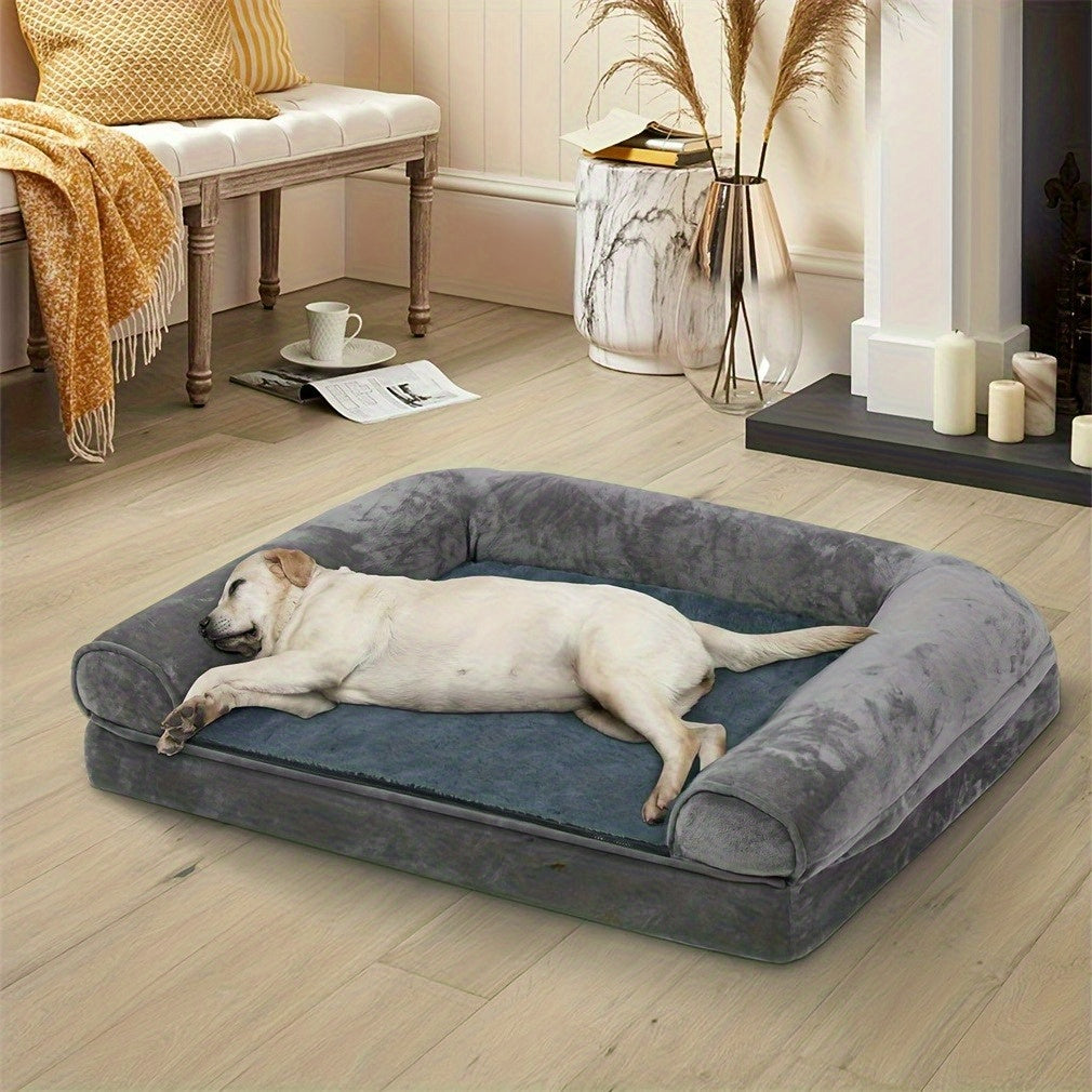 Jumbo Orthopedic Dog Bed with Memory Foam - Extra Large (48x35x7in) High Quality Pet Bed, Removable Cover & Easy Assembly, Heavy Duty Bolster Cushion for Large Dogs, Joint Pain Relief & Pressure Point Reduction - Ideal for German Shepherds, Mastiffs, Lab