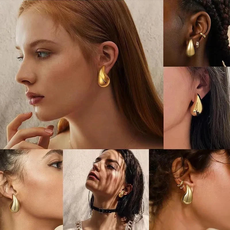 Andara 925 Sterling Silver Teardrop Earrings Eye-Catching Design Style Metal Texture 18k Gold Fashion Jewelry