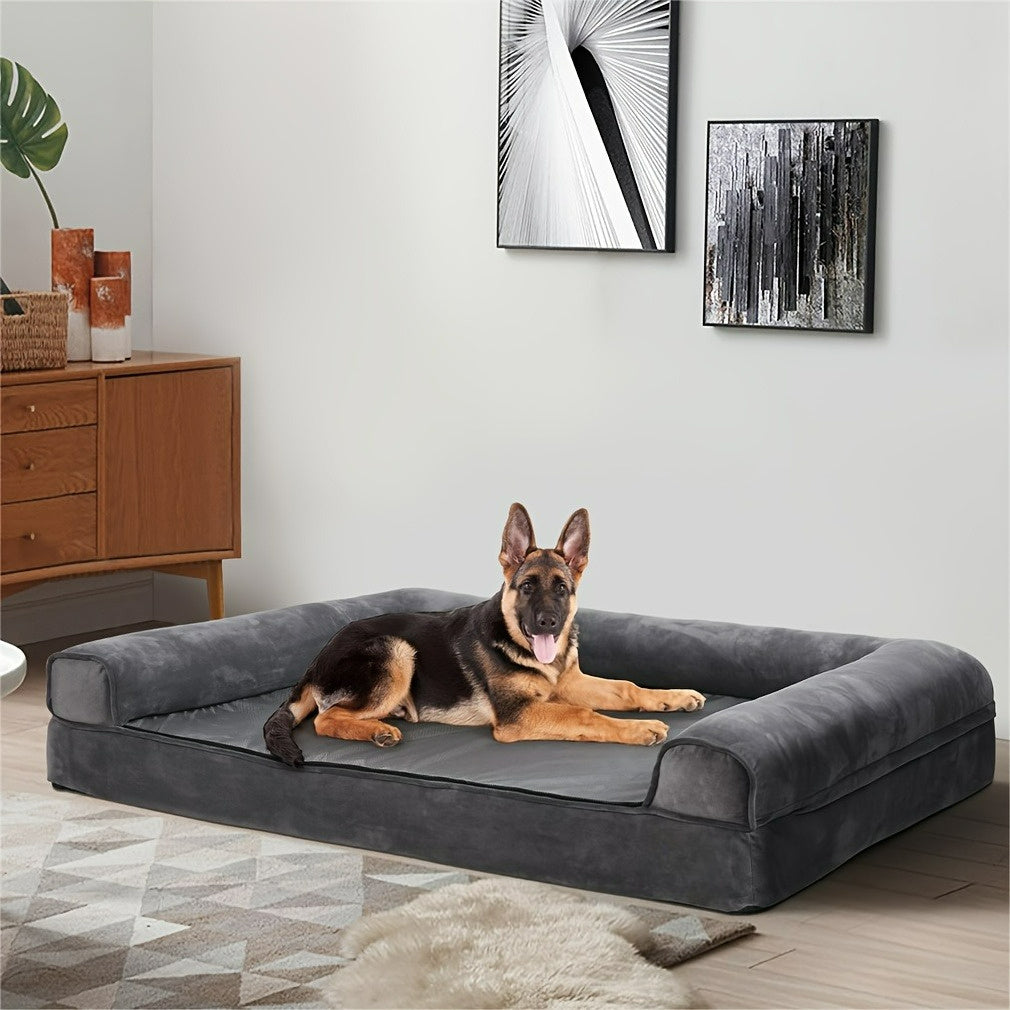 Jumbo Orthopedic Dog Bed with Memory Foam - Extra Large (48x35x7in) High Quality Pet Bed, Removable Cover & Easy Assembly, Heavy Duty Bolster Cushion for Large Dogs, Joint Pain Relief & Pressure Point Reduction - Ideal for German Shepherds, Mastiffs, Lab