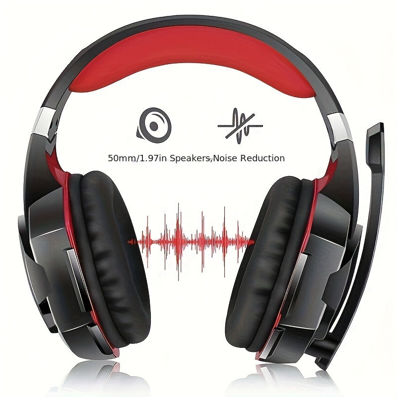 G2000 Red Stereo Gaming Headset 3.5mm Wired Deep Bass Computer Game Headphones Earphone with LED Light For PC Laptop PS4
